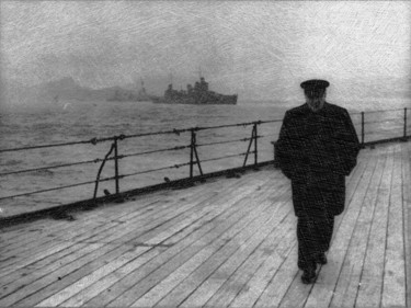 Winston Churchill On Ship World War 2 Painting titled "Winston Churchill O…" by Tony Rubino, Original Art, Acrylic Mounted on Stretcher frame
