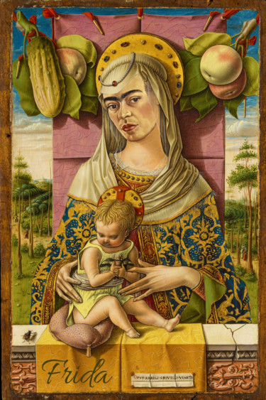 Frida Kahlo Renaissance Painting Картина под названием "Frida Kahlo Renaiss…" - Tony Rubino, Подлинное произведение искусства, Акрил Установлен на Подрамник