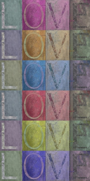 Love Love Love Love Tall Pintura intitulada "Love Love Love Love…" por Tony Rubino, Obras de arte originais, Acrílico Montado em Maca de lona