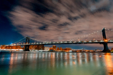 New York City Skyline Bridge 2 Peinture intitulée "New York City Skyli…" par Tony Rubino, Œuvre d'art originale, Acrylique Monté sur Châssis