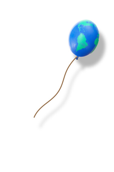 Earth Balloon Drifting After Banksy Painting titled "Earth Balloon Drift…" by Tony Rubino, Original Art, Acrylic Mounted on Stretcher frame