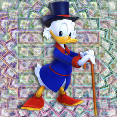 Scrooge McDuck Money Gangsta Rich Cash Bills Pop 2 Painting titled "Scrooge McDuck Mone…" by Tony Rubino, Original Art, Acrylic Mounted on Stretcher frame