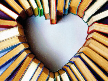 Literary Gifts For Readers book Themed Lovers Writers Heart Peinture intitulée "Literary Gifts For…" par Tony Rubino, Œuvre d'art originale, Acrylique Monté sur Châssis