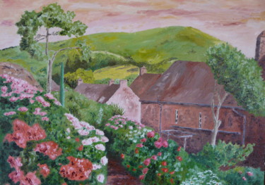 Painting titled "Paysage du Cotentin" by Xavier Rubin, Original Artwork, Oil