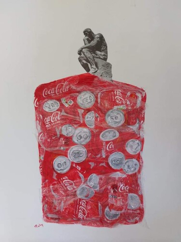 Картина под названием "Compression" - Ruby, Подлинное произведение искусства, Акрил Установлен на Деревянная рама для носилок