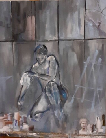 Картина под названием "L atelier" - Ruby, Подлинное произведение искусства, Акрил Установлен на Деревянная рама для носилок