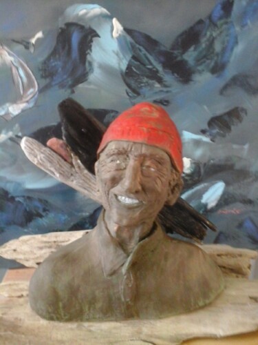 Sculptuur getiteld "Le bonnet rouge (Co…" door Ruby, Origineel Kunstwerk, Klei