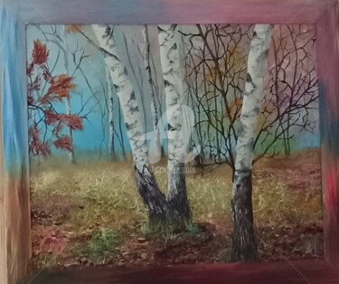 Картина под названием "Осенние березы" - Natalia Rudenko, Подлинное произведение искусства, Масло