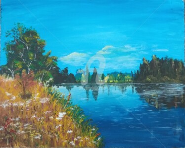 Картина под названием "Река" - Natalia Rudenko, Подлинное произведение искусства, Масло Установлен на artwork_cat.