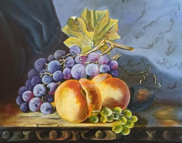 Peinture intitulée "Натюрморт фруктовый" par Natalia Rudenko, Œuvre d'art originale, Tempera
