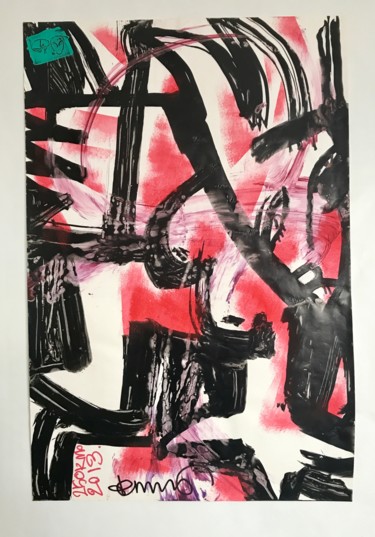 Painting titled "Black and red model." by Sergey Rudensky, Original Artwork, Acrylic