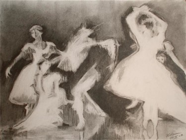 Dessin intitulée "Le ballet de danse" par Marion Rudermann, Œuvre d'art originale, Crayon