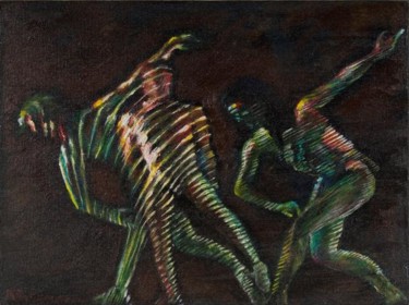 Peinture intitulée "La danse du zèbre 2" par Marion Rudermann, Œuvre d'art originale, Huile