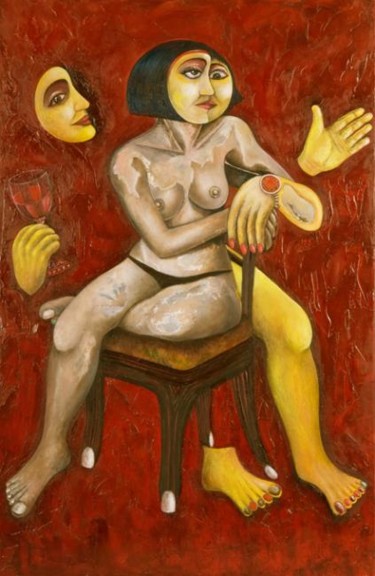 Malerei mit dem Titel "Cabaret" von Marion Rudermann, Original-Kunstwerk, Öl