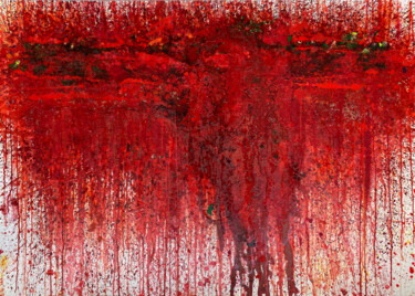 Malerei mit dem Titel "Rot Energie / Origi…" von Rudi Eckerle, Original-Kunstwerk, Acryl