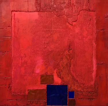 Peinture intitulée "Rot im Quadrat / Or…" par Rudi Eckerle, Œuvre d'art originale, Pigments