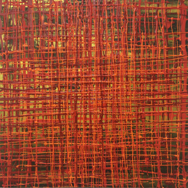 Painting titled "Rot / Red Stripe /…" by Rudi Eckerle, Original Artwork, Acrylic