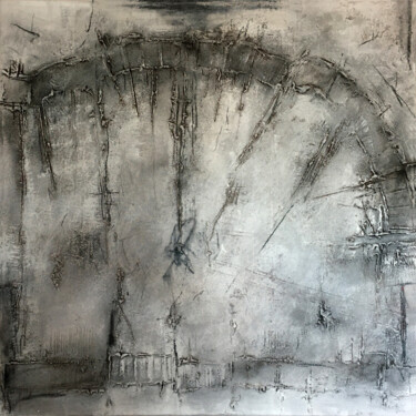 Картина под названием "Weiß  Grau Struktur…" - Rudi Eckerle, Подлинное произведение искусства, Пигменты