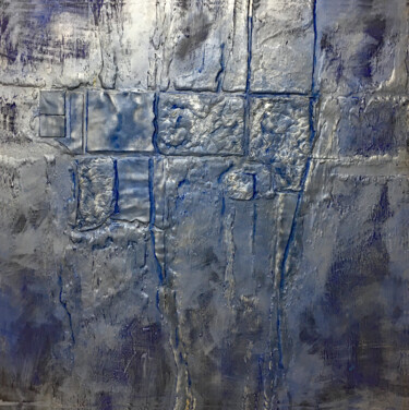 Schilderij getiteld "Blau Metallisch / O…" door Rudi Eckerle, Origineel Kunstwerk, Acryl