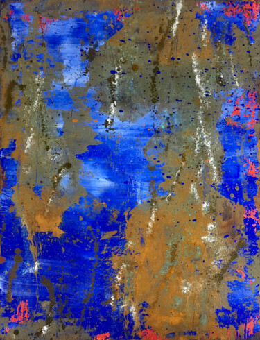 Schilderij getiteld "Blau Natur - Origin…" door Rudi Eckerle, Origineel Kunstwerk, pigmenten