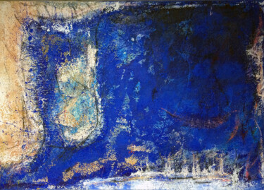 Malerei mit dem Titel "Blau Natur Struktur…" von Rudi Eckerle, Original-Kunstwerk, Pigmente
