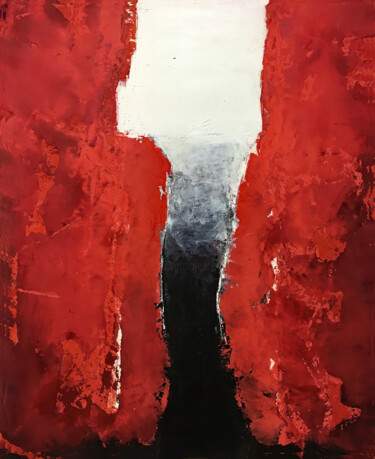 Malerei mit dem Titel "Rot Schwarz / Origi…" von Rudi Eckerle, Original-Kunstwerk, Acryl