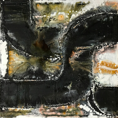 Malerei mit dem Titel "Schwarz Gelb Weiß /…" von Rudi Eckerle, Original-Kunstwerk, Pigmente