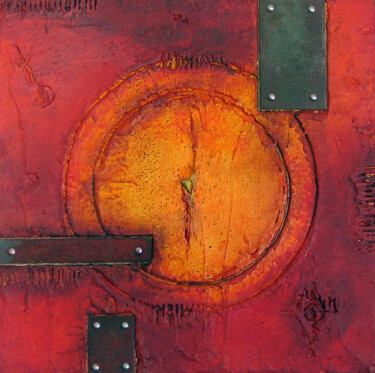 Malerei mit dem Titel "Rot Im Kreis / Orig…" von Rudi Eckerle, Original-Kunstwerk, Pigmente