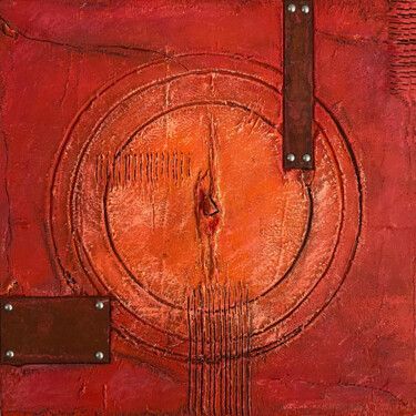Malerei mit dem Titel "Rot  Im Kreis 2 / O…" von Rudi Eckerle, Original-Kunstwerk, Pigmente