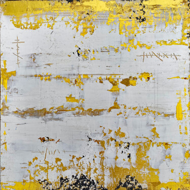 Schilderij getiteld "Gold Weiß / Origina…" door Rudi Eckerle, Origineel Kunstwerk, pigmenten