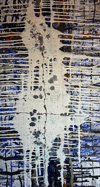 Pintura titulada "Struktur Blau Weiß…" por Rudi Eckerle, Obra de arte original, Pigmentos