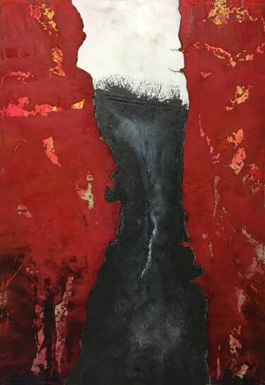 Malerei mit dem Titel "Rot Schwarz 2 / Ori…" von Rudi Eckerle, Original-Kunstwerk, Acryl