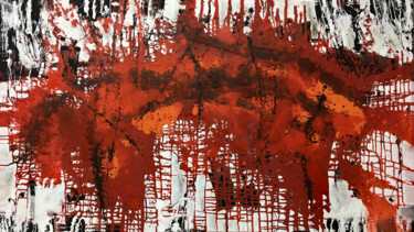 Malerei mit dem Titel "Rot Weiß Stripes /…" von Rudi Eckerle, Original-Kunstwerk, Acryl
