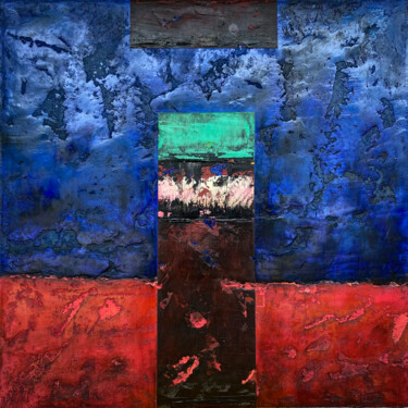 Malerei mit dem Titel "Blau Rot Grün / Ori…" von Rudi Eckerle, Original-Kunstwerk, Pigmente