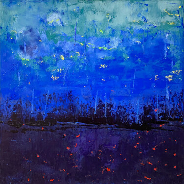 Malarstwo zatytułowany „Colorful Blau / Lan…” autorstwa Rudi Eckerle, Oryginalna praca, Pigmenty