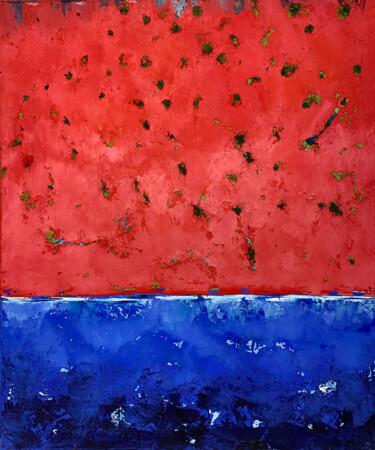 Painting titled "Rot Blau Lands Cape…" by Rudi Eckerle, Original Artwork, Acrylic