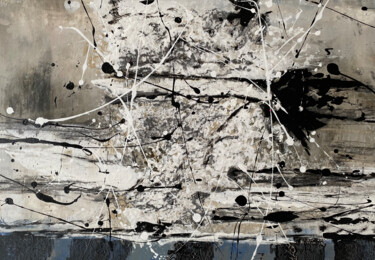 Painting titled "White / Black Struc…" by Rudi Eckerle, Original Artwork, Acrylic
