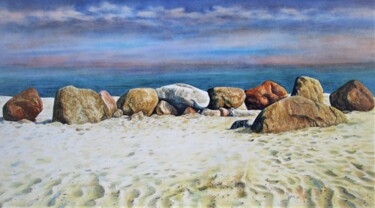 Peinture intitulée "Steine an der Ostse…" par Rüdiger Eggers, Œuvre d'art originale, Aquarelle