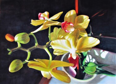 Malerei mit dem Titel "Orchideen" von Rüdiger Eggers, Original-Kunstwerk, Aquarell