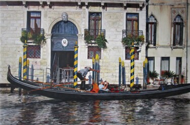 Pintura intitulada "Venezia 15, Palazzo…" por Rüdiger Eggers, Obras de arte originais, Aquarela