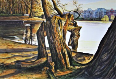 Malerei mit dem Titel "Schrevenpark 18, Ki…" von Rüdiger Eggers, Original-Kunstwerk, Aquarell