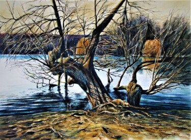 Painting titled "Schrevenpark 53, Ki…" by Rüdiger Eggers, Original Artwork, Watercolor