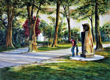 Malerei mit dem Titel "Schrevenpark 49, Ki…" von Rüdiger Eggers, Original-Kunstwerk, Aquarell