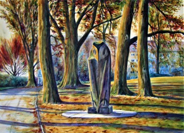 Malerei mit dem Titel "Schrevenpark, Kiel…" von Rüdiger Eggers, Original-Kunstwerk, Aquarell