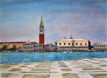 Painting titled "Venezia 23, Markusp…" by Rüdiger Eggers, Original Artwork, Watercolor