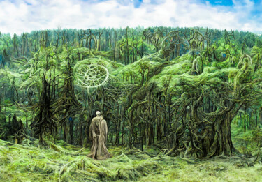 Digitale Kunst getiteld "The holy forest" door Rüdiger Geisler, Origineel Kunstwerk, Digitaal Schilderwerk