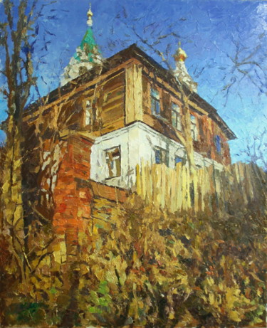 Painting titled "Осенний уголок" by Mikhail Rudnik, Original Artwork, Oil Mounted on Wood Stretcher frame