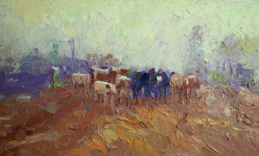 Painting titled "Herd" by Mikhail Rudnik, Original Artwork, Oil