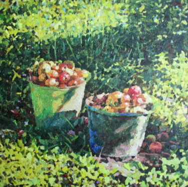 Painting titled "Apple saved" by Mikhail Rudnik, Original Artwork, Oil
