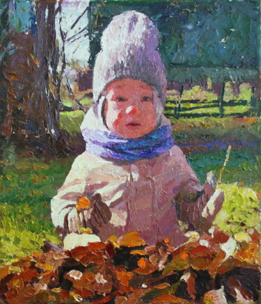 Painting titled "На свежем воздухе" by Mikhail Rudnik, Original Artwork, Oil